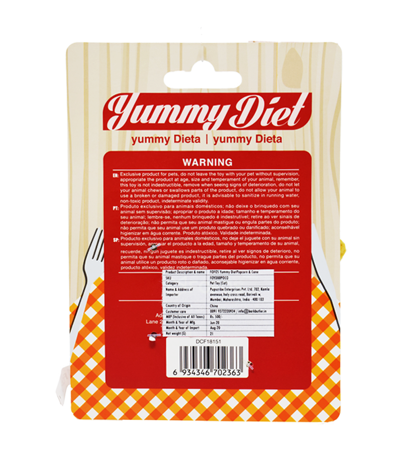 Fofos - Yummy Diet Popcorn & Cone, Cat Toy