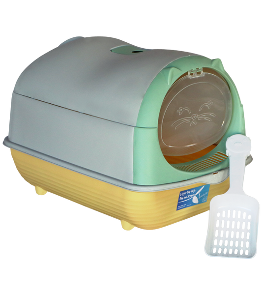 Smarty Pet Hooded Cat Litter Box with Front Flap Door