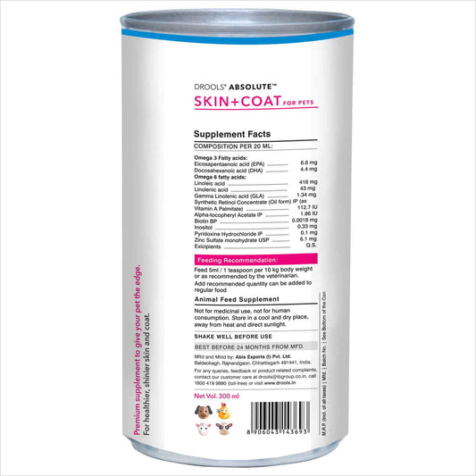 Drools Absolute Skin & Coat Syrup Supplement for Dogs