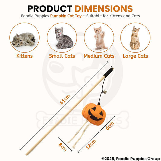 Cat Teaser Wooden Stick Halloween Plush Toy for Cats and Kittens