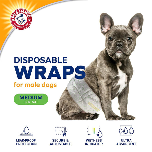Arm & Hammer Adjustable Male Dog Diapers for Pets, Size-Medium