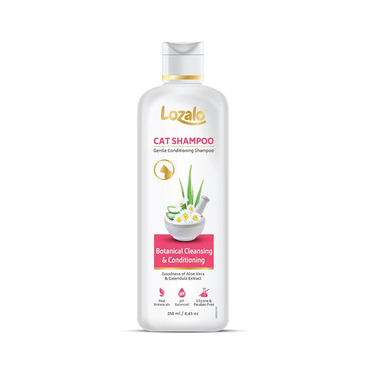 Lozalo Botanical Conditioning Cat Shampoo, Extra Gentle Conditioning Formula, Hydrating, & Cleansing Shampoo for Soft & Silky Cat Fur Coat,with Calendula Extract, Paraben Free