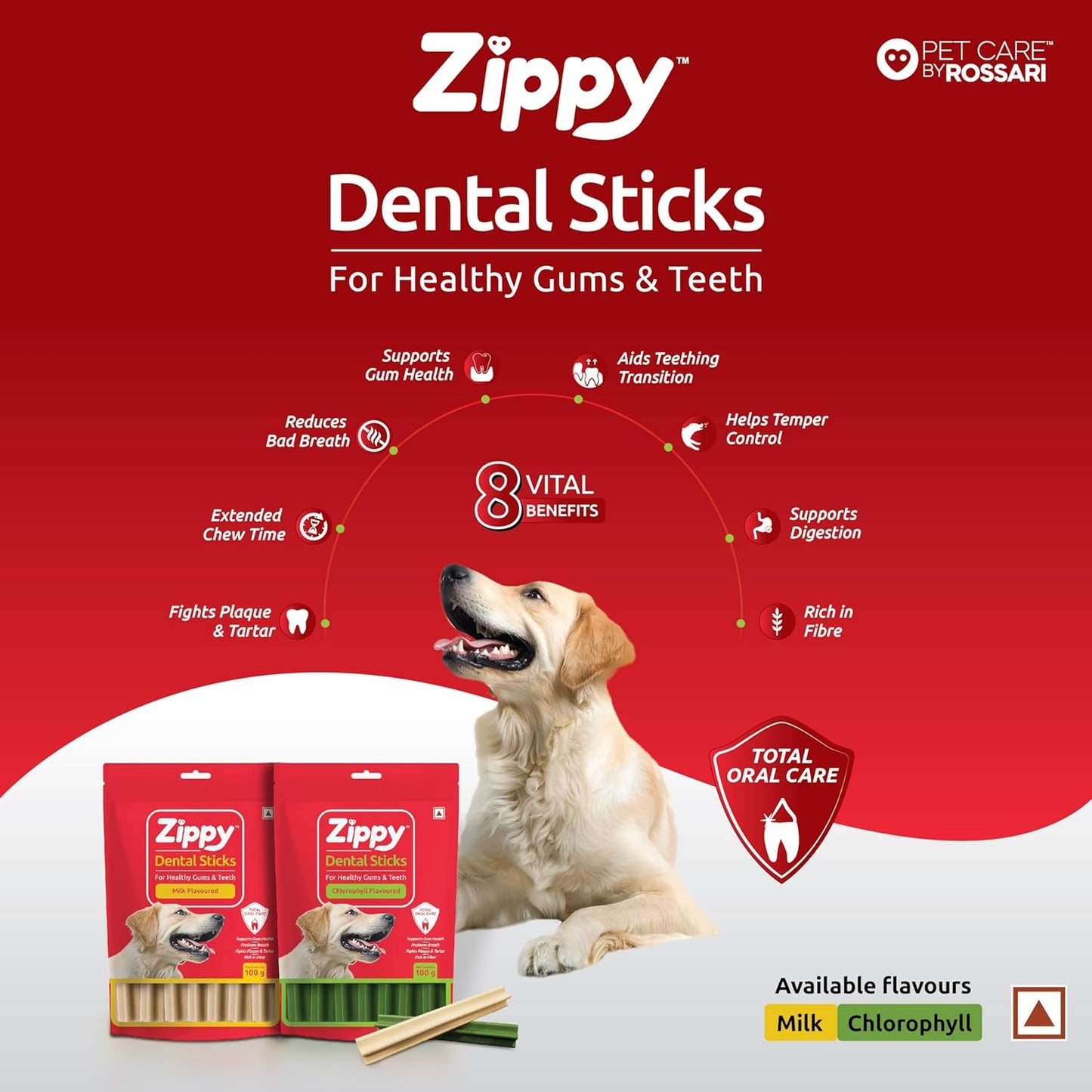 Zippy Dental Stick Dog Treats for Dogs, Chlorophyll Flavor-100 gm