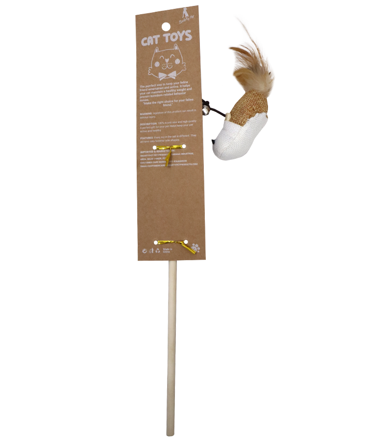 Single Dangler Teasing Wooden Stick Toy For Cats