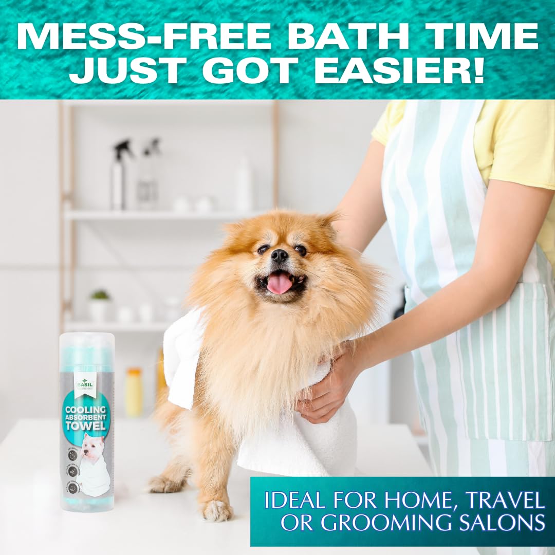 Basil Microfiber Ultra-Soft Quick-Absorbent & Cooling Towel for Dogs And Cats