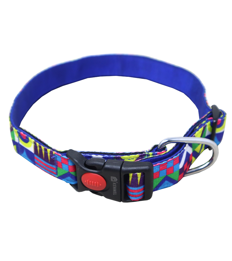 Kennel Printed Nylon Premium Click Lock Collar For Dogs And Puppies (1")