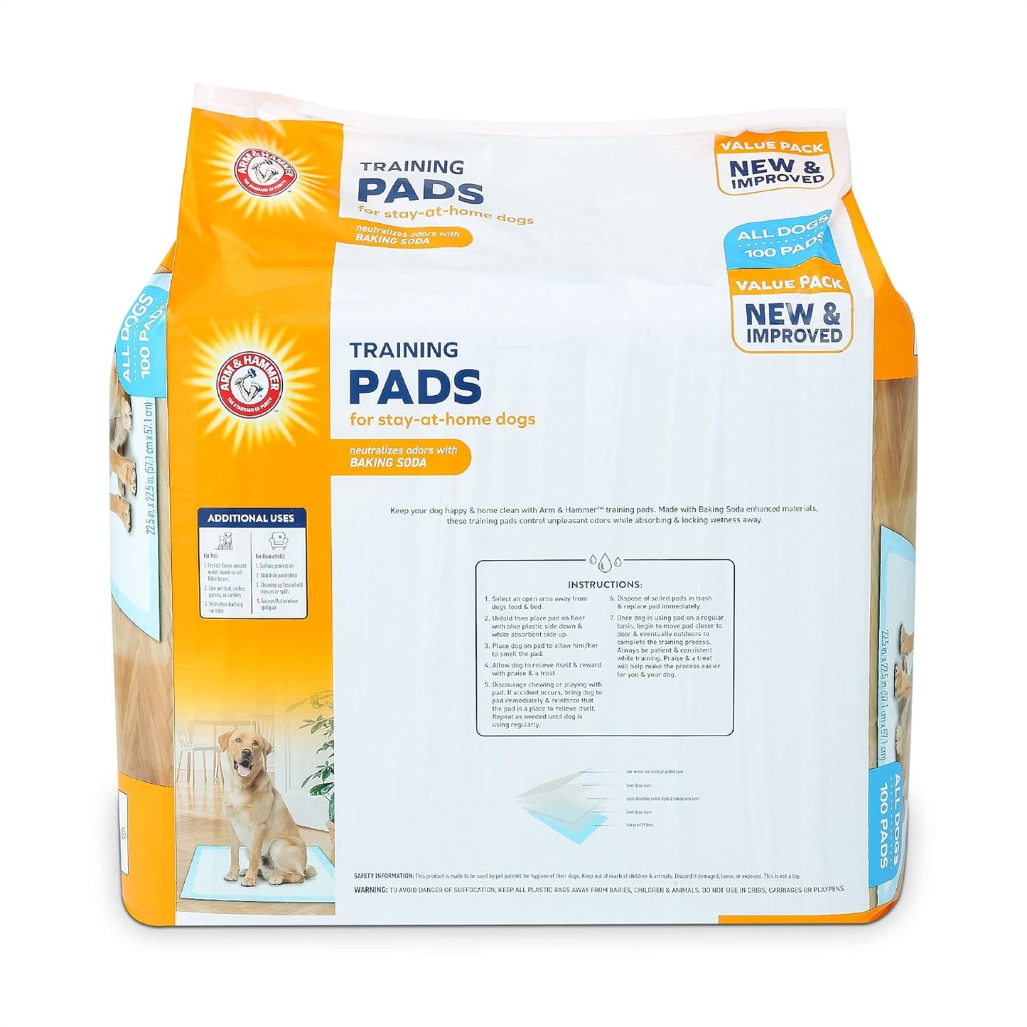 Arm & Hammer Puppy Training Pads with Attraction, Leak-Proof and Odor Control, Quilted 5-Layer Design for All Dog Breed