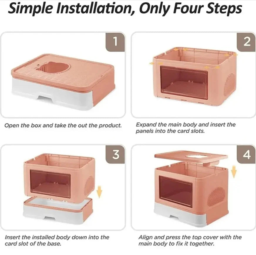 Smarty Pet Cubical Cat Litter Box with Rim & Scooper