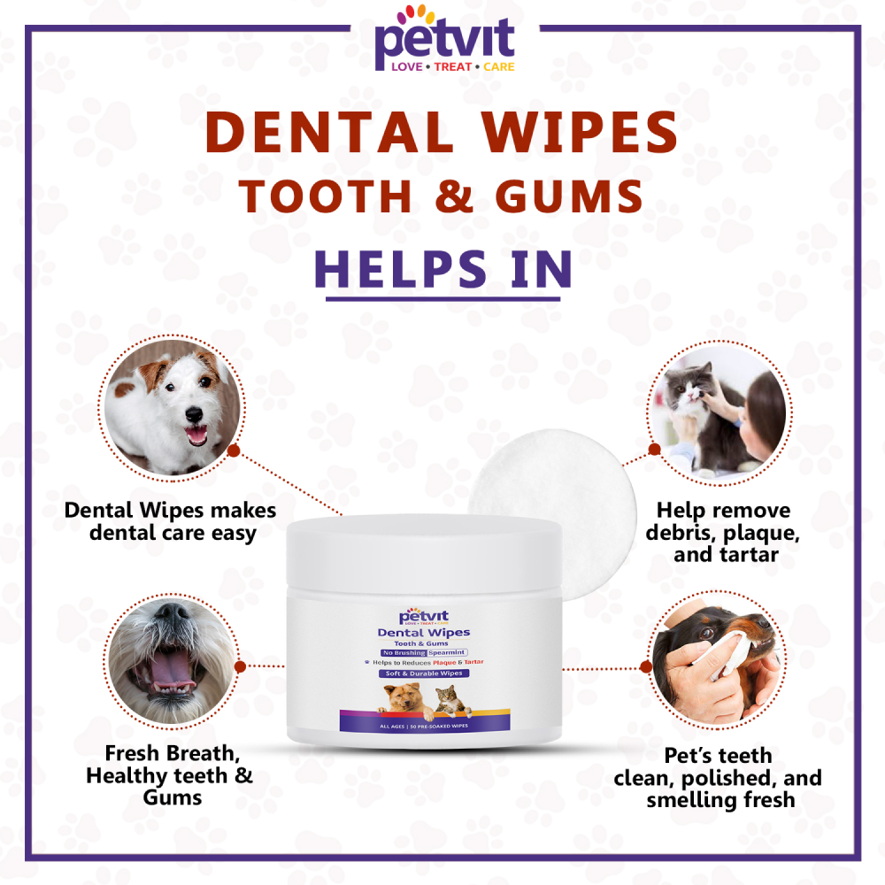Petvit Dental Wipes for Dogs and Cats