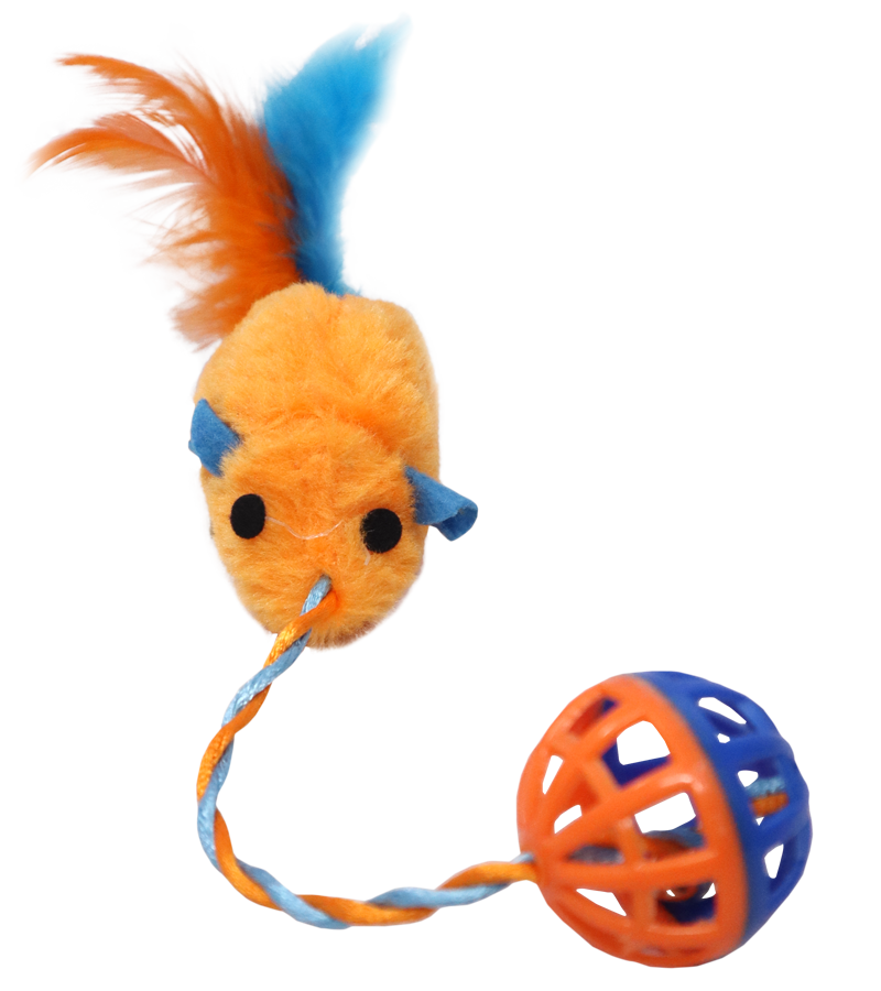 Nunbell Plastic Bell Ball Cat Toy With Plush Mouse