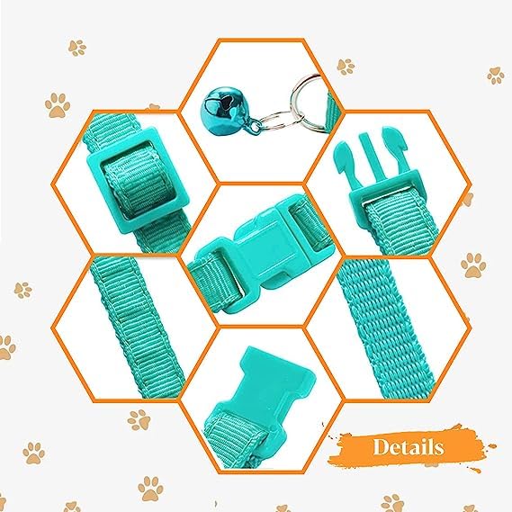 Adjustable Nylon Reflective Super Soft Collar with Bell for Puppy, Small Dogs And Cats