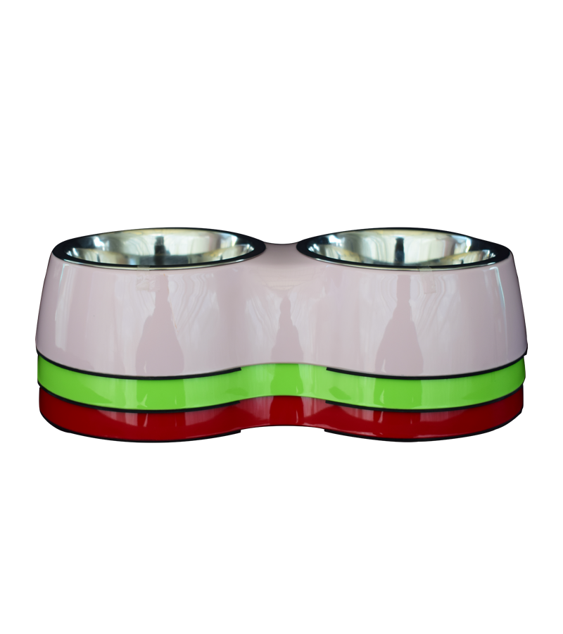 Basil Stainless Steel Double Diner Set For Dogs And Cats