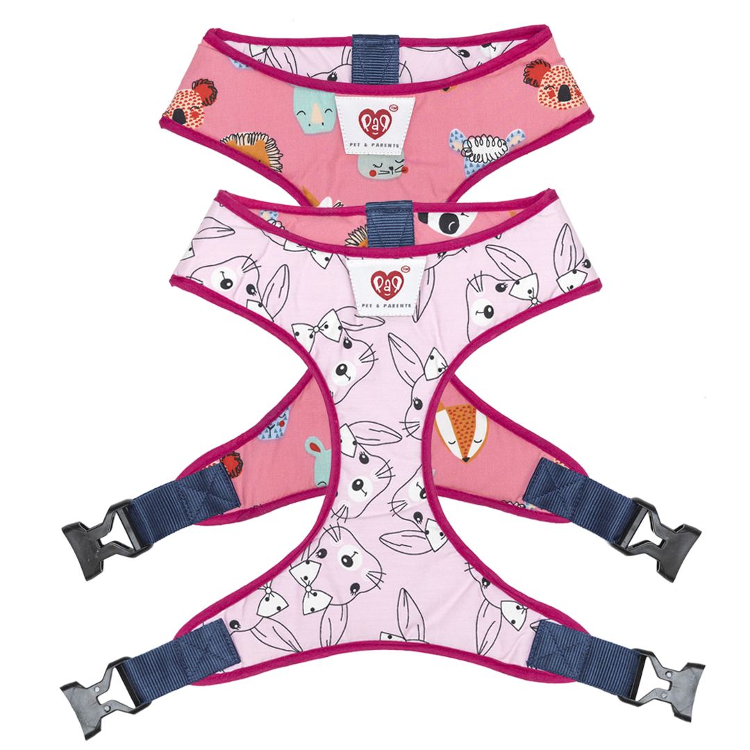 Pet And Parents Pink Faces Reversible Harness for Dogs