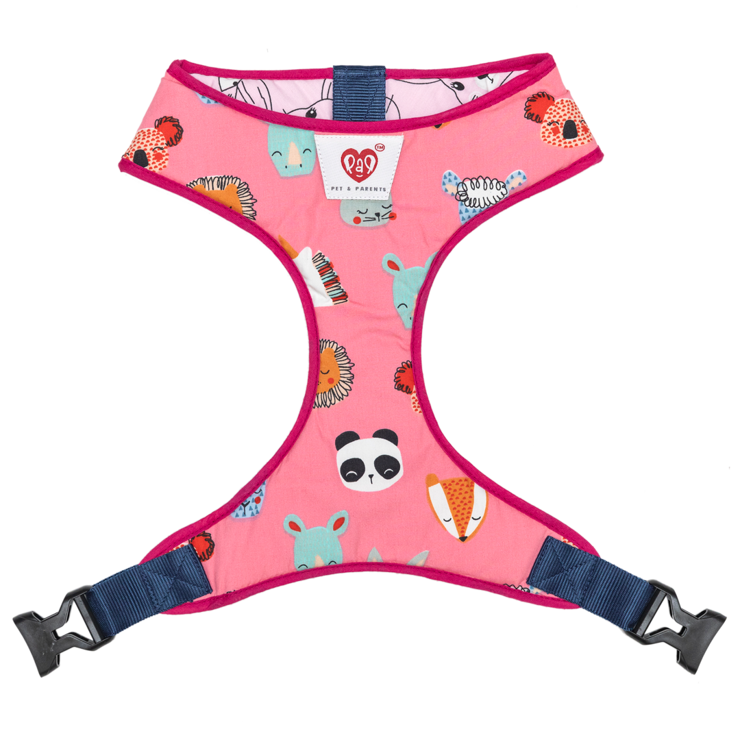 Pet And Parents Pink Faces Reversible Harness for Dogs