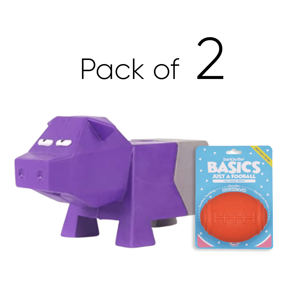 Barkbutler Fofos Comic Farm Pig Toy & Football Chew Toy for Dogs (Pack of 2)
