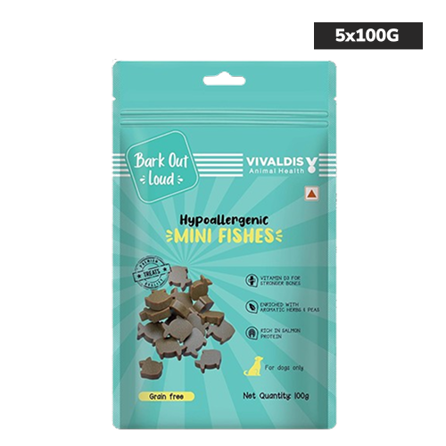 Bark Out Loud by Vivaldis Mini Fishes Grain Free & Hypoallergenic Dog Treats