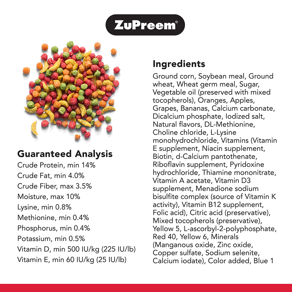 ZuPreem Fruit Blend Bird Food for Medium Birds