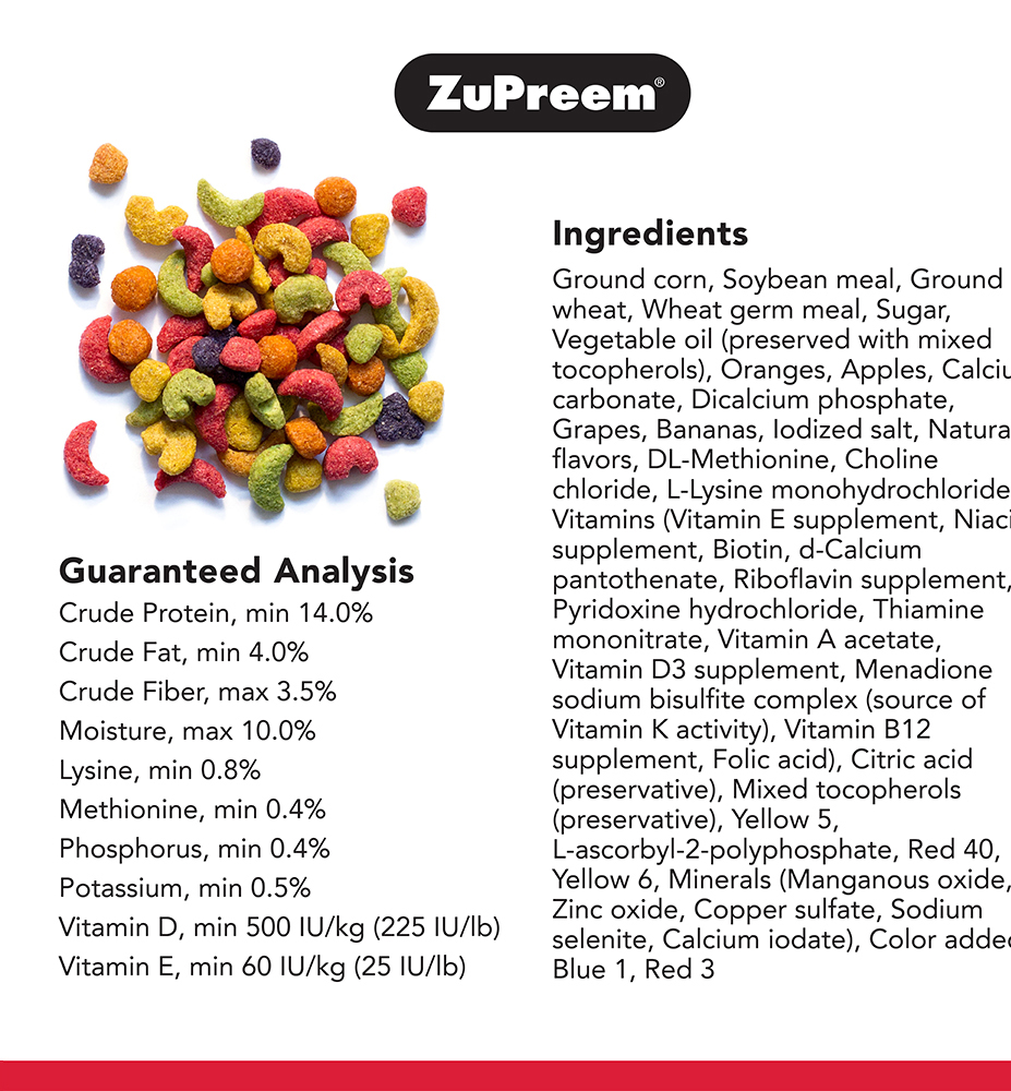 ZuPreem Fruit Blend Bird Food for Large Birds