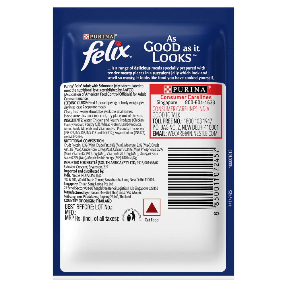 Me O Delite Tuna with Crab Sticks in Jelly and Purina Felix Salmon with Jelly Adult Cat Wet Food Combo (12+12)