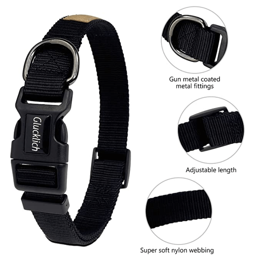 Glucklich Pet Essentials Classic Nylon Collar for Dogs (Black)