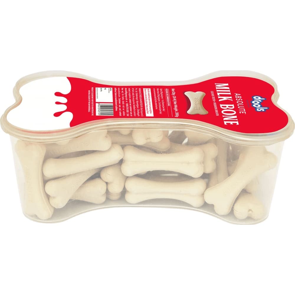Drools Absolute Milk Bone Jar for dogs of all breeds and sizes.