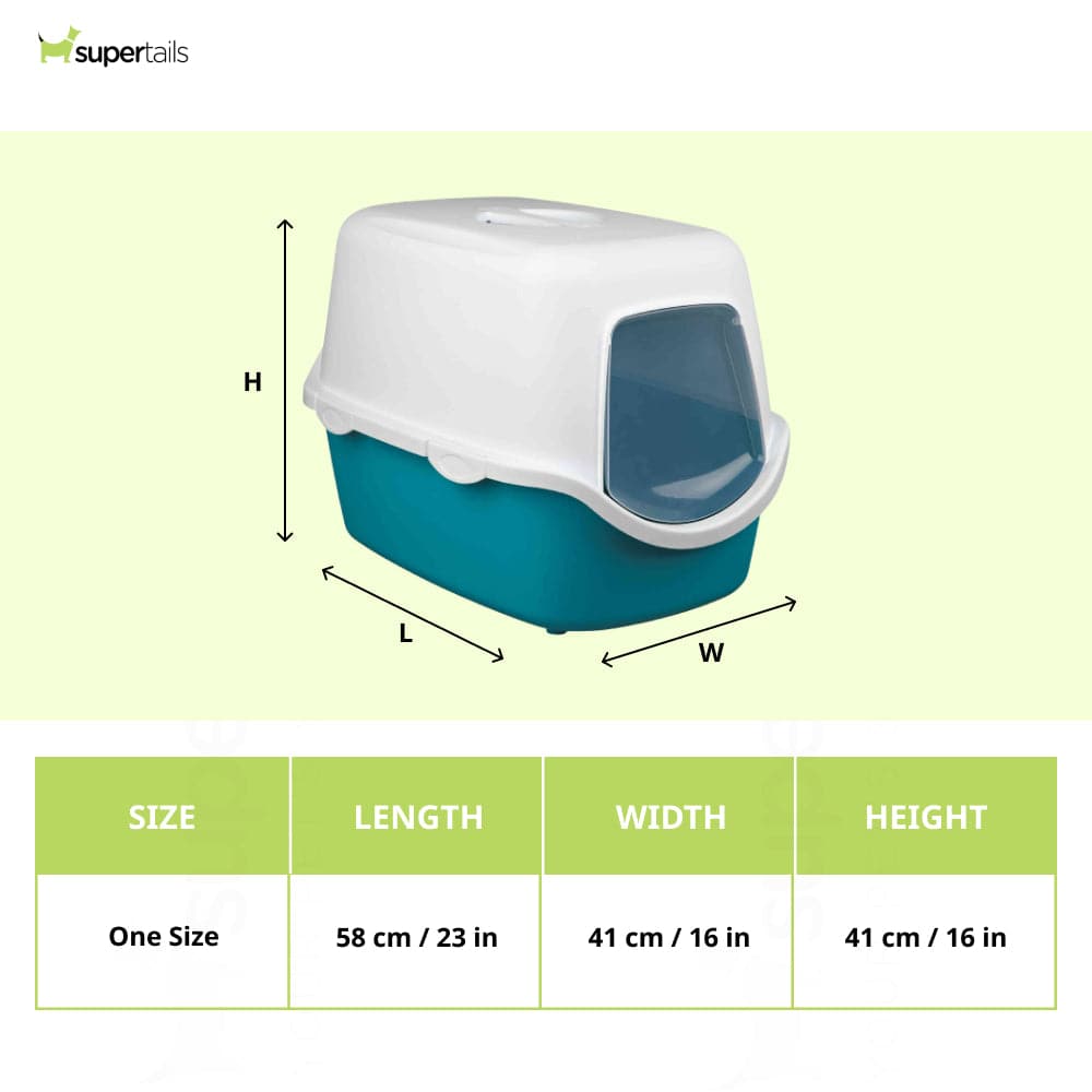 Trixie Vico Cat Litter Tray with Dome for Cats (Turquoise)