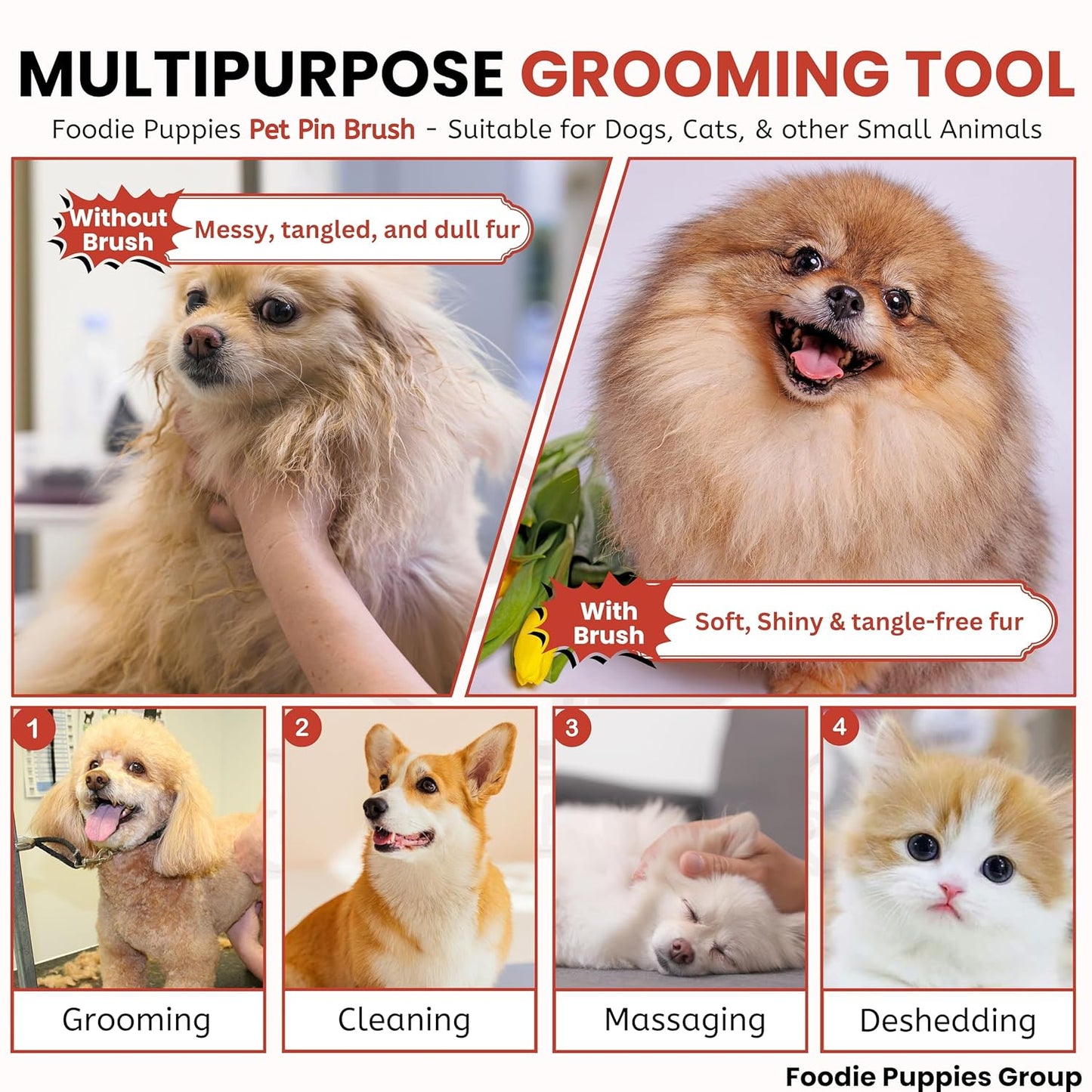 Smarty Pet Wooden Pin Brush Special for Dogs and Cats