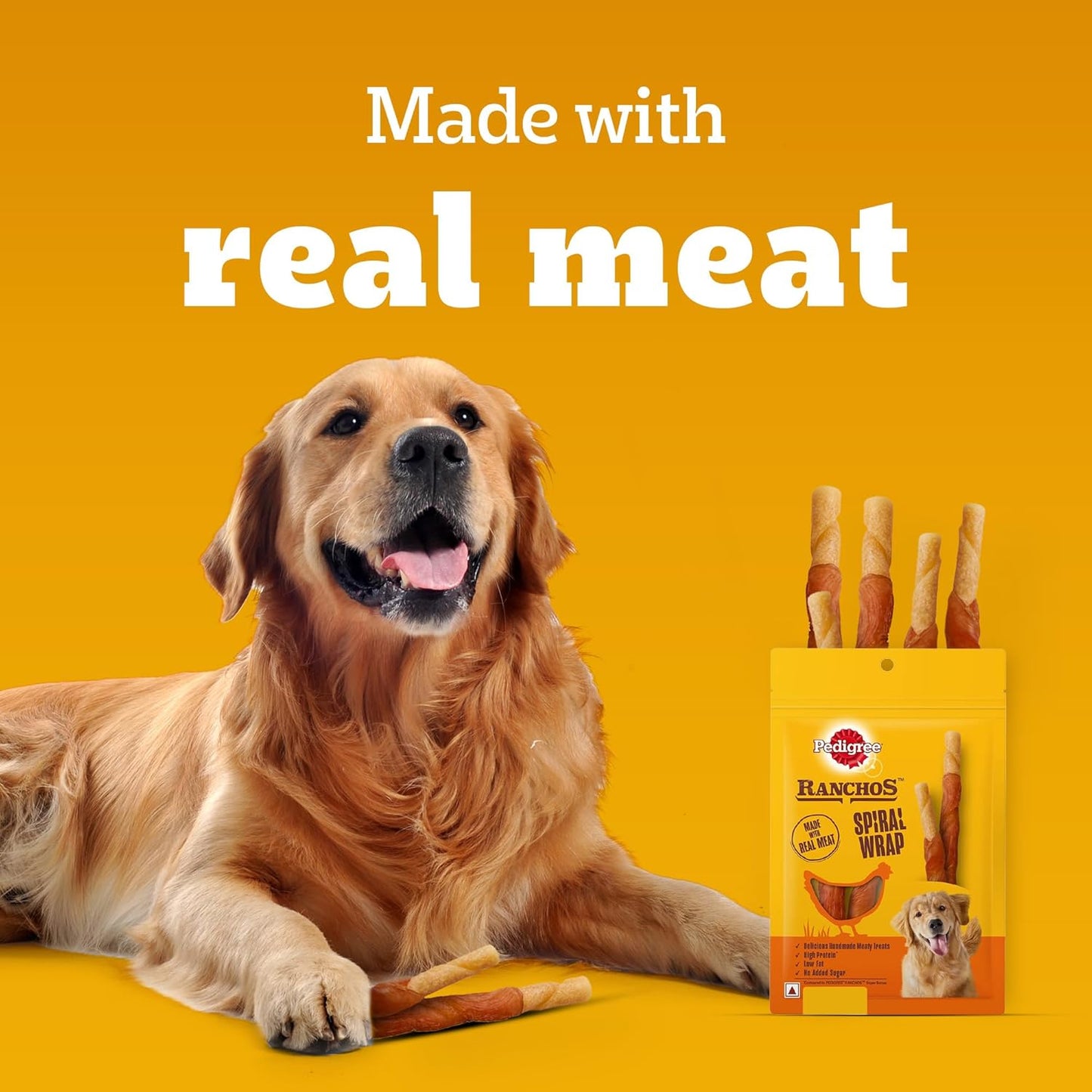 Pedigree Ranchos Spiral Wrap (1+ Years) Dog Treats, Chicken & Smokey Lamb Flavour, 60 g