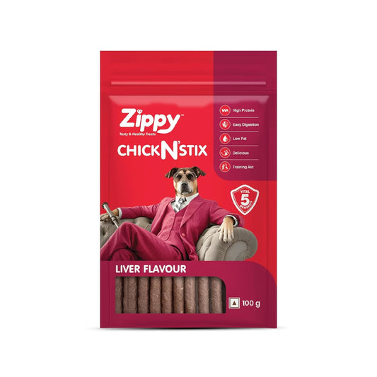 Zippy Chicken Stix Dog Treats for Dog, Liver Flavor 100g