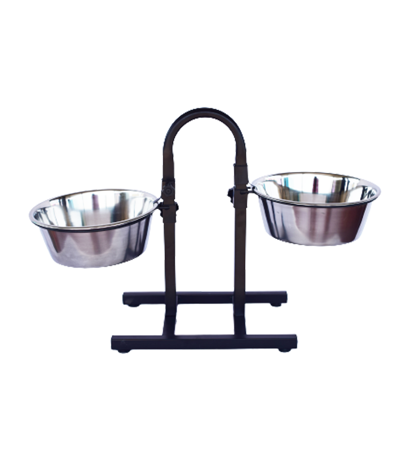 Adjustable Pets Bowl Elevated Double Diner Dog Bowls (Small) (900 ml x 2)