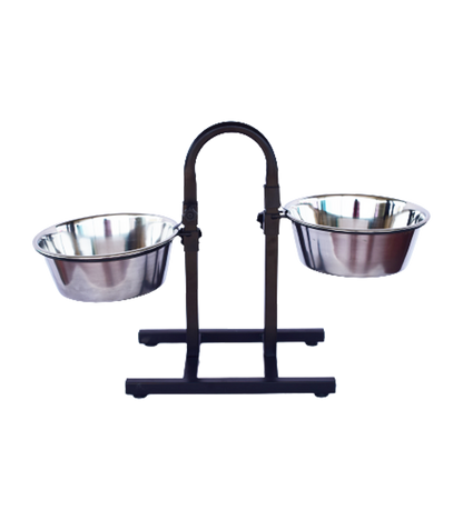 Adjustable Pets Bowl Elevated Double Diner Dog Bowls (Small) (900 ml x 2)