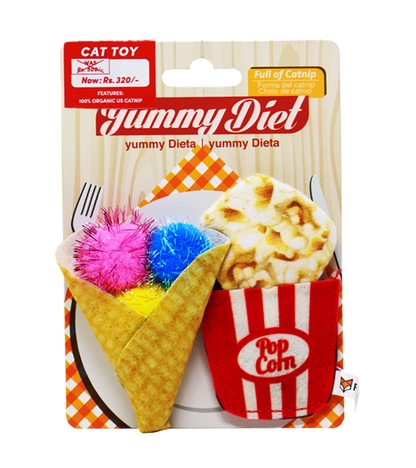 Fofos - Yummy Diet Popcorn & Cone, Cat Toy