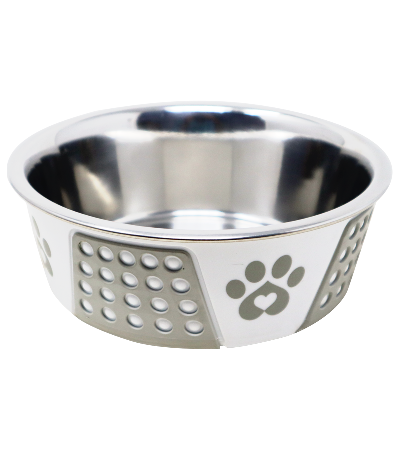 Holy Paws Hermosa Bowl Stainless Steel Paw Print Bowl For Dogs And Cats  (Color May Vary)