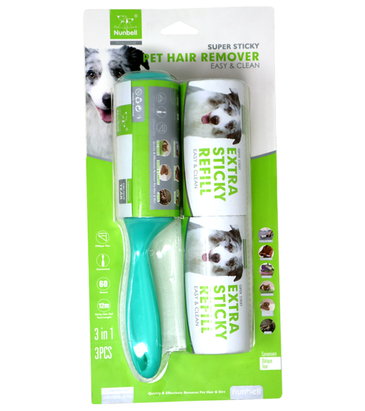 Nunbell Lint Roller With 2 Spare Refills Curve Handle Dog And Hair Remover