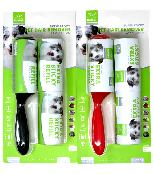 Nunbell Lint Roller With 2 Spare Refills Curve Handle Dog And Hair Remover