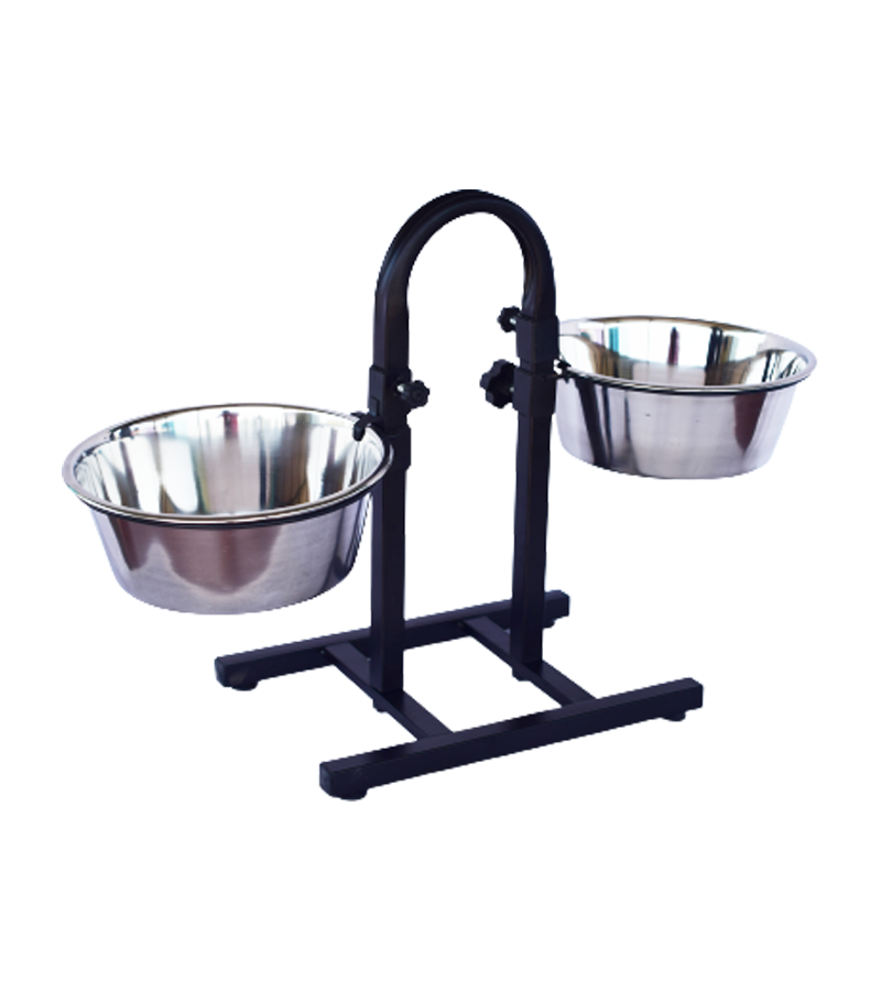 Adjustable Pets Bowl Elevated Double Diner Dog Bowls (Small) (900 ml x 2)