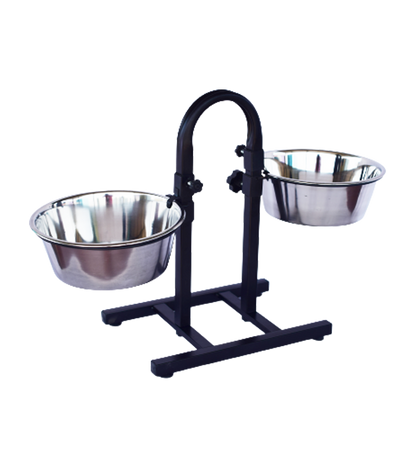 Adjustable Pets Bowl Elevated Double Diner Dog Bowls (Small) (900 ml x 2)