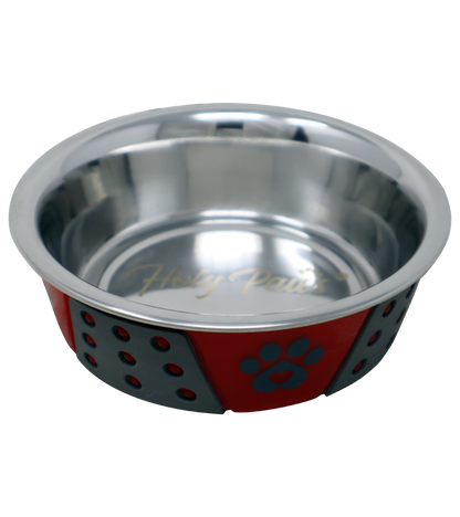 Holy Paws Hermosa Bowl Stainless Steel Paw Print Bowl For Dogs And Cats  (Color May Vary)