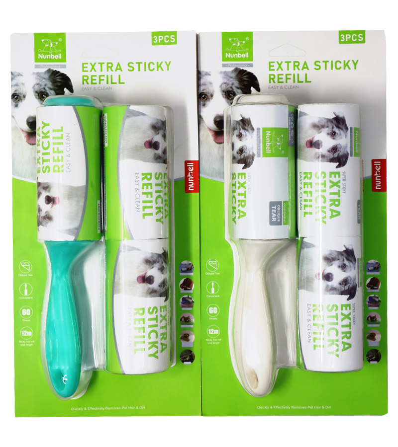 Nunbell Lint Roller With 2 Spare Refills Curve Handle Dog And Hair Remover