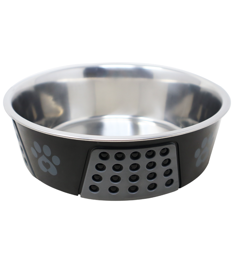 Holy Paws Hermosa Bowl Stainless Steel Paw Print Bowl For Dogs And Cats  (Color May Vary)