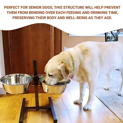 Adjustable Pets Bowl Elevated Double Diner Dog Bowls (Medium) (1600 ml x 2)