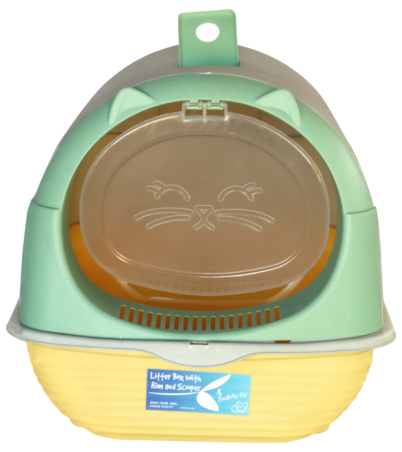 Smarty Pet Hooded Cat Litter Box with Front Flap Door