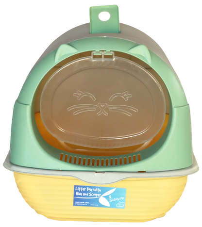Smarty Pet Hooded Cat Litter Box with Front Flap Door