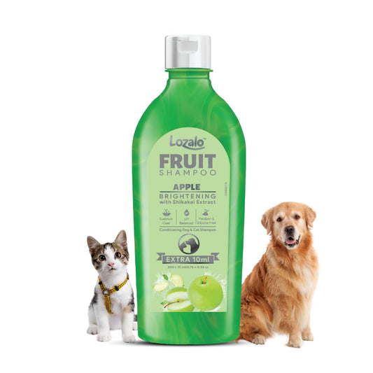Lozalo Fruit Pet Shampoo, Apple  Paraben Free Conditioning Shampoo for Dogs & Cats of All Breeds.Brightening with Shikakai Extract