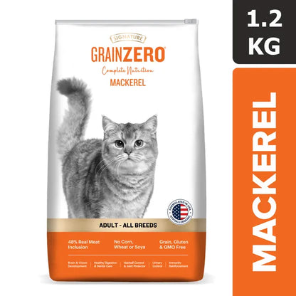 Signature Grain Zero Mackerel Adult All Breed Adult Cat Dry Food 1.2kg