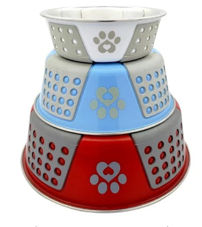 Holy Paws Hermosa Bowl Stainless Steel Paw Print Bowl For Dogs And Cats  (Color May Vary)