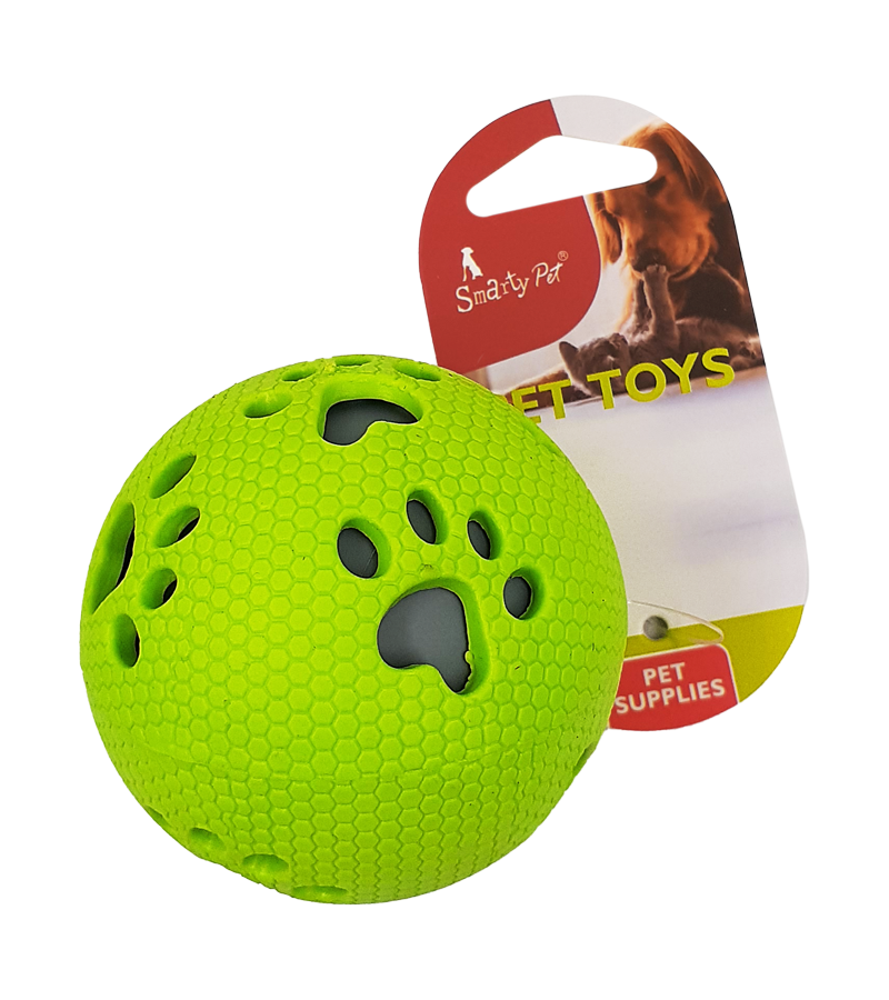 Interactive Rubber Dog Ball, Bone-Shaped Cut-Outs Toy For Dogs