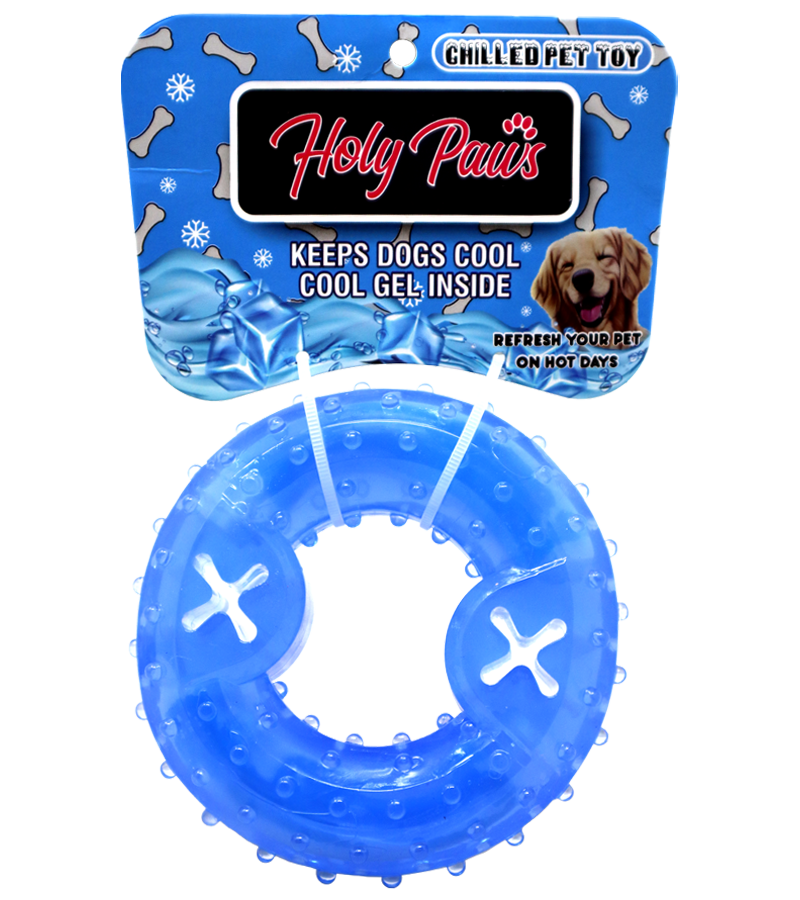 Holy Paws Cool Ring With Treat Dispenser Chilled Chew Toy For Dog - Blue