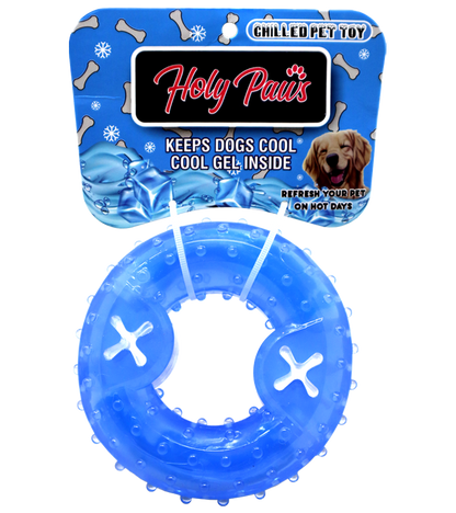 Holy Paws Cool Ring With Treat Dispenser Chilled Chew Toy For Dog - Blue