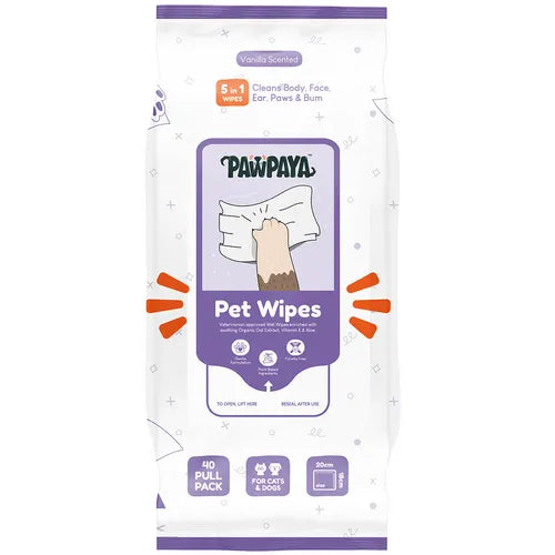 Pawpaya Pet Wipes Made for All Cats and Dogs (Pack Of 40)